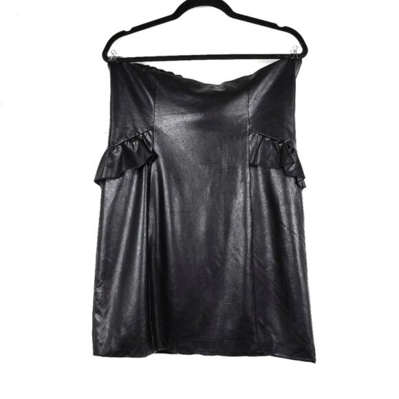 Majorelle Womens Kylie Strapless Black Faux Leather Zip Front Mini Dress Size L - Picture 7 of 8